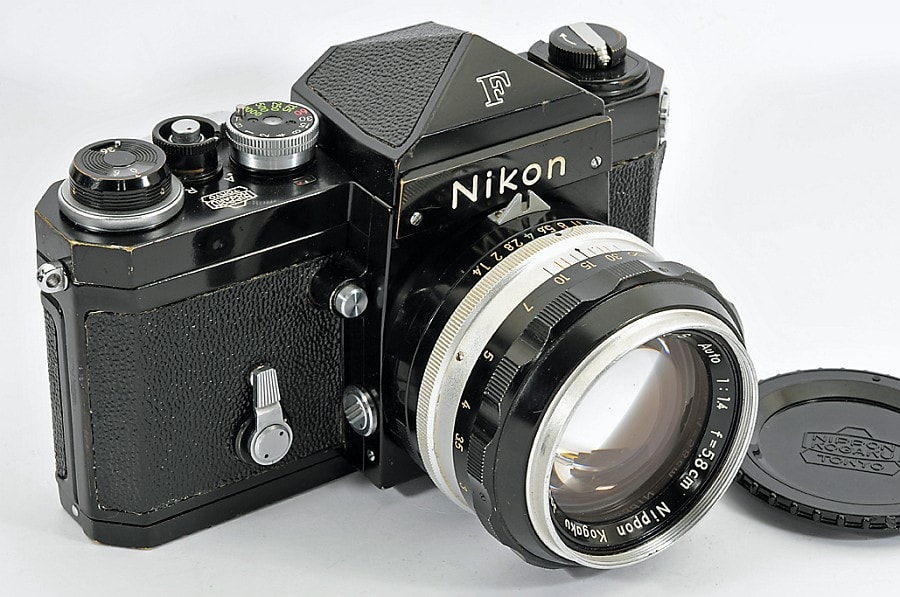 Nikon F black vintage camera