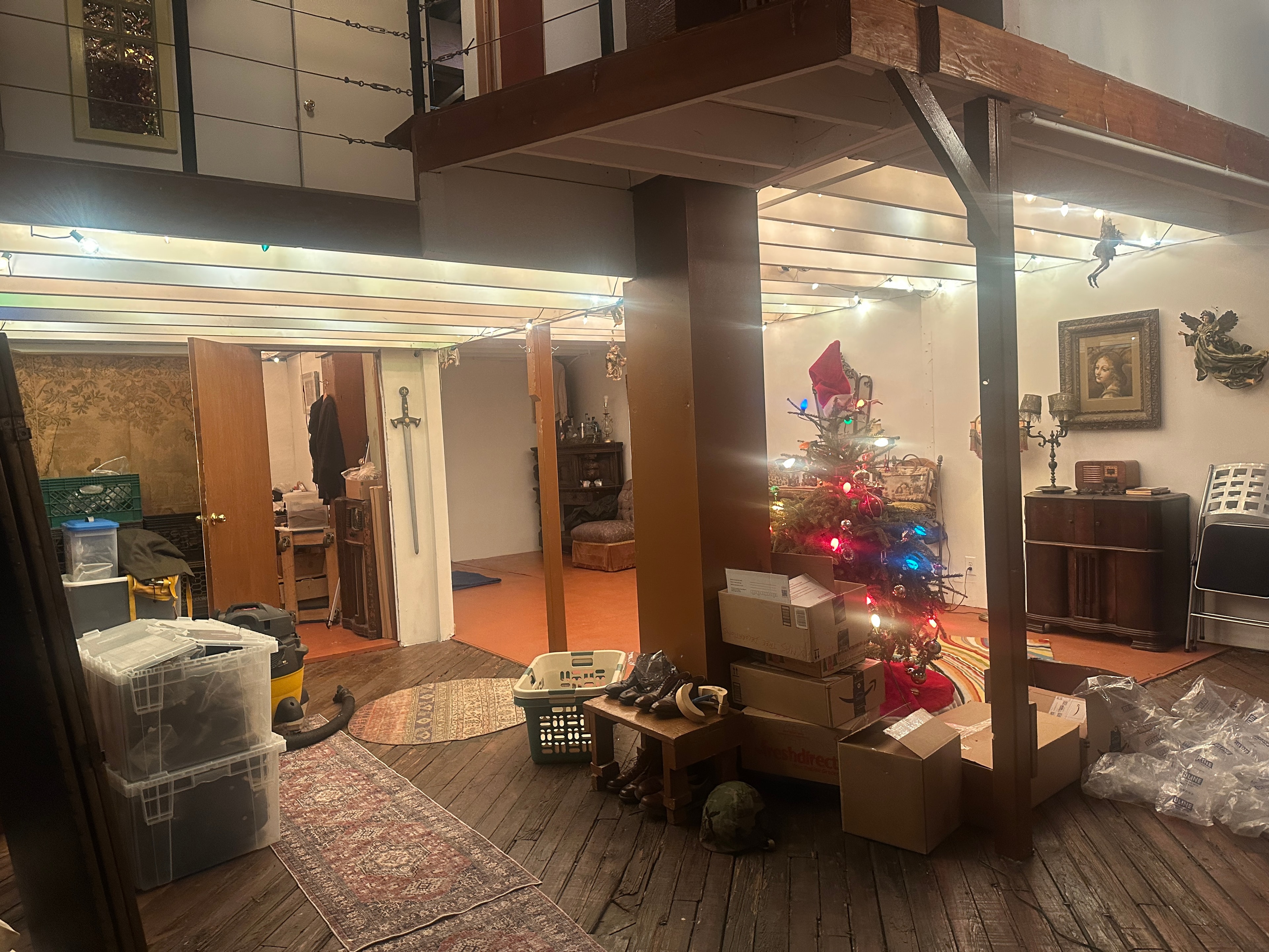 Rehearsal space main room with period set pieces and props