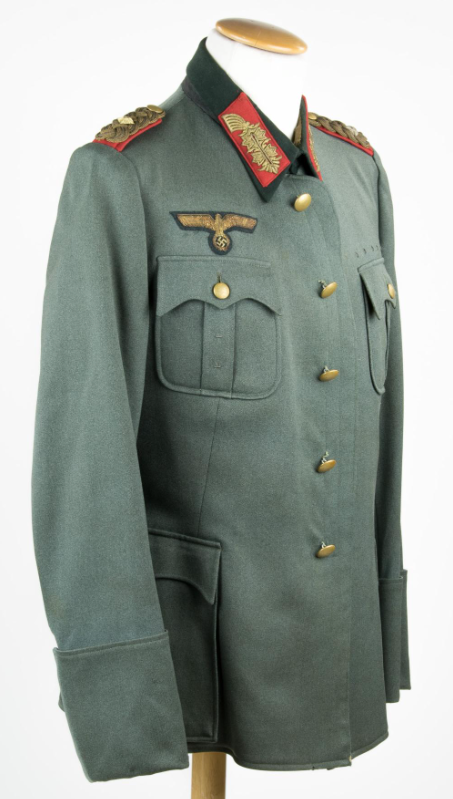 WWII German General Army Uniform feldgrau wool tunic with gold insignia